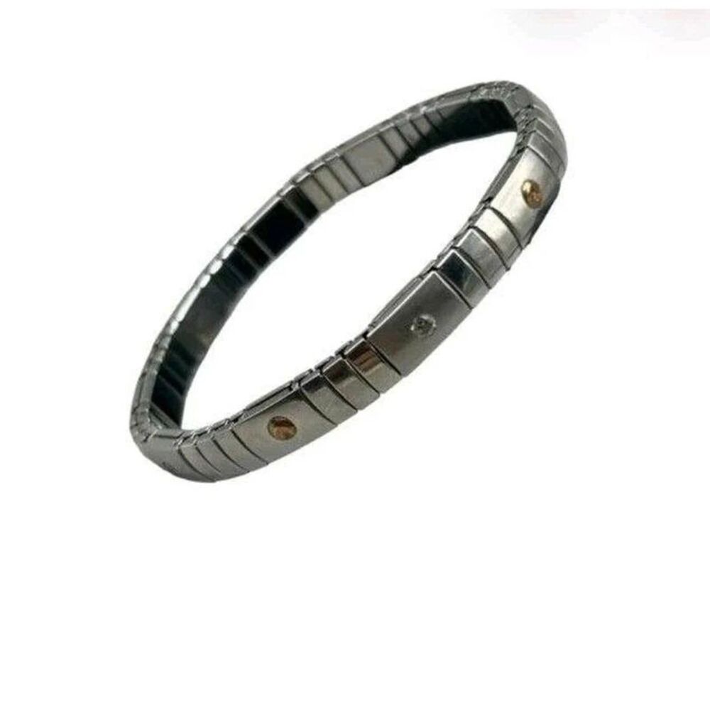 Milor Stainless Steel Silver 14k gold accents and cubic zirconia stone made in i